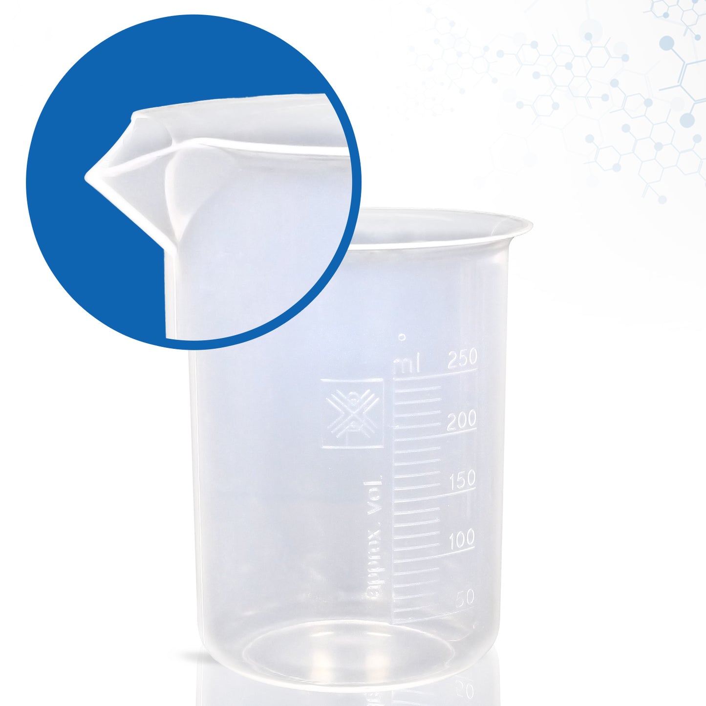 Supertek Beaker, Polypropylene 250 ml (12 beakers per Package)