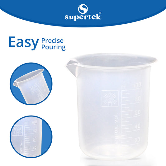 Supertek Beaker, Polypropylene 100 ml (12 beakers per Package)