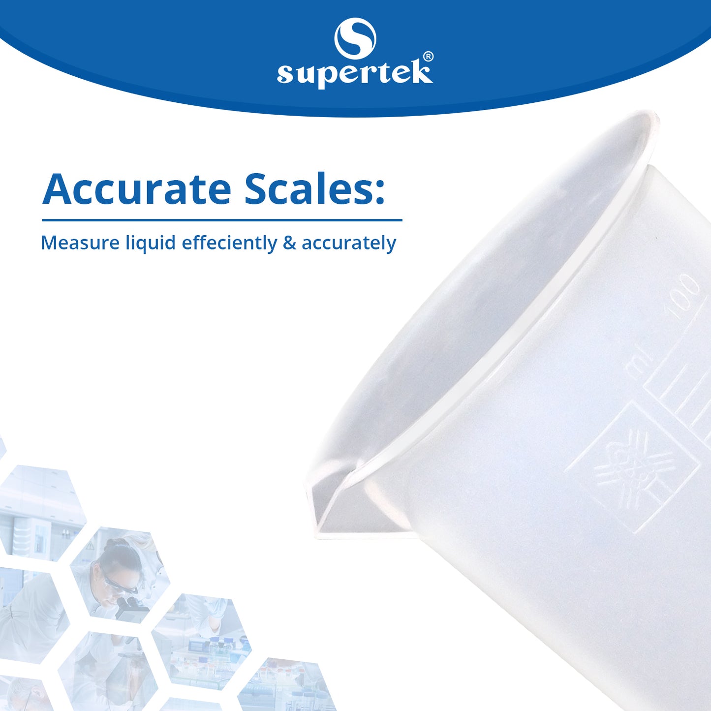 Supertek Beaker, Polypropylene 100 ml (12 beakers per Package)