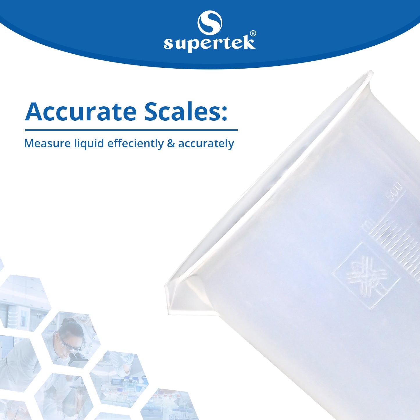 Supertek Beaker, Polypropylene 500 ml (12 beakers per Package)