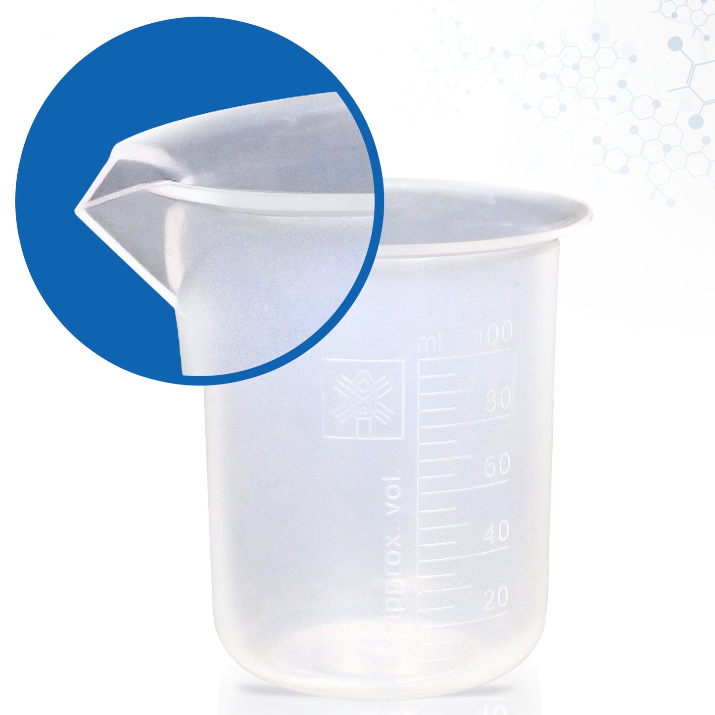 Supertek Beaker, Polypropylene 100 ml (12 beakers per Package)