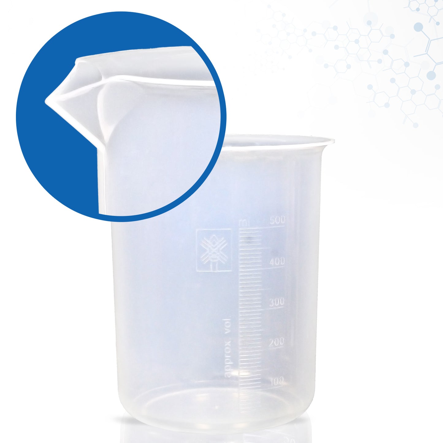 Supertek Beaker, Polypropylene 500 ml (12 beakers per Package)