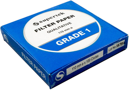 Supertek Filter Paper, Qualitative, Grade 1, 110 mm (Diameter) Pack of 100 Sheets